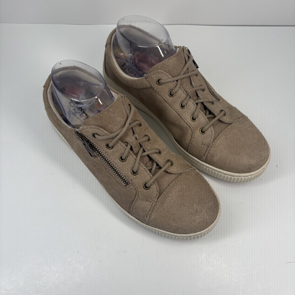 Born Tamara Women's US 10M Taupe Suede Low-Top Casual Sneakers Lace-Up Side Zip - Picture 13 of 16